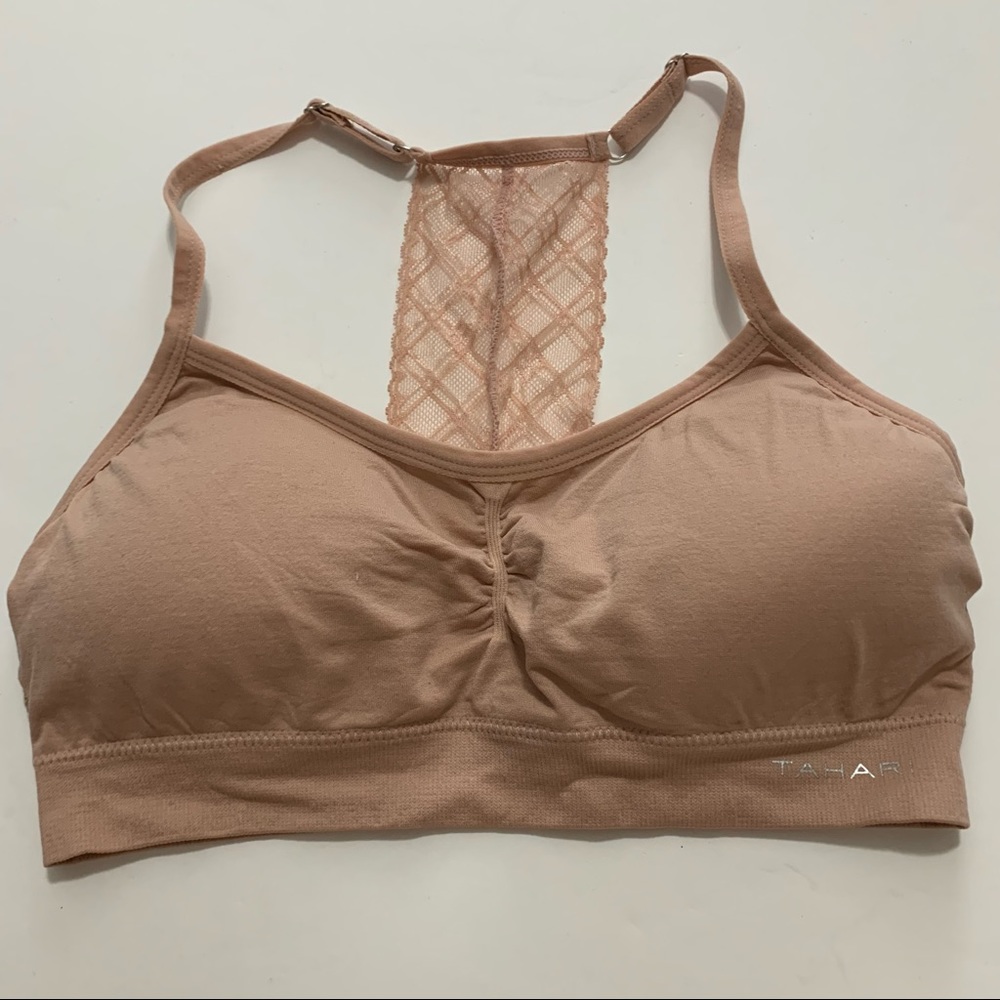 Tahari cream pink bralette t back L